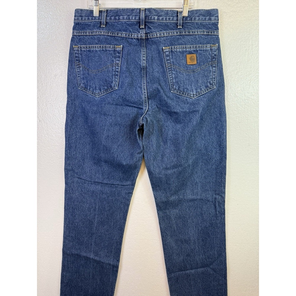 VTG Carhartt Jeans Mens Sz 38x34 Traditional Fit Blue Denim Work Cowboy Utility